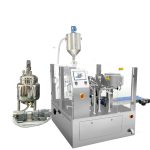 自動預製袋填充密封包裝,帶有用於液體和糊狀物的活塞填充物