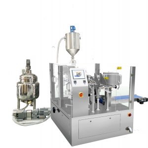 自動預製袋填充密封包裝，帶有用於液體和糊狀物的活塞填料